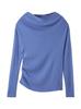 Mira Owen Gathered Design Rib Knit 09WNT251076 BLU Off-the-Shoulder Women's