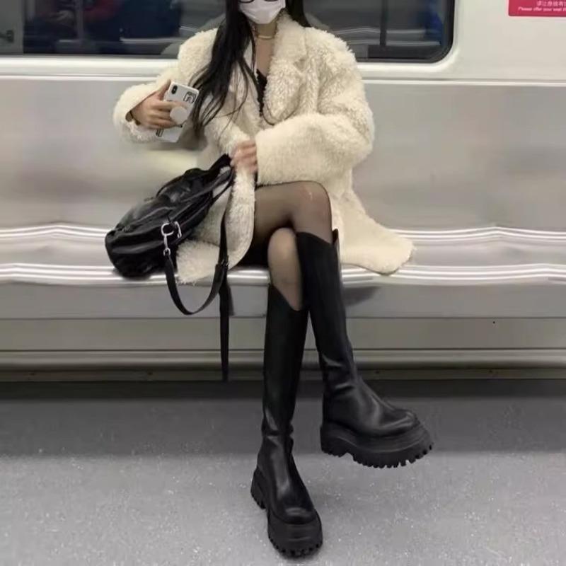 Мода 2024 Женская обувь Сапоги до колена Женские сапоги Горячая распродажа Слипоны Современные сапоги Женские Новая обувь с круглым носком для женщин Zapatos