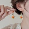 Sand Gold Dripping Oil Butterfly Flower Pendant Earrings New Chinese Temperament Versatile Ear Hook Fashion Niche High-end Earrings