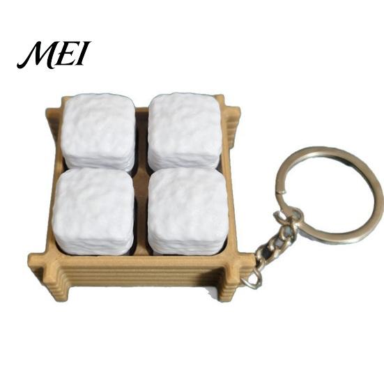 Decompression Keychain Moldy Tofu Keyboard Fidget Toy, 3D Printed Tray Finger Portable Stress Reliever Clicker, 4-in-1 Push Button Pendant for Relief