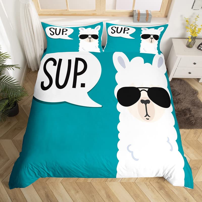 Пододеяльник Альпака Кинг-сайз, Милый комплект постельного белья Лама для девочек-подростков, женщин, пар, Декор для спальни, Чехол для одеяла с 2 наволочками