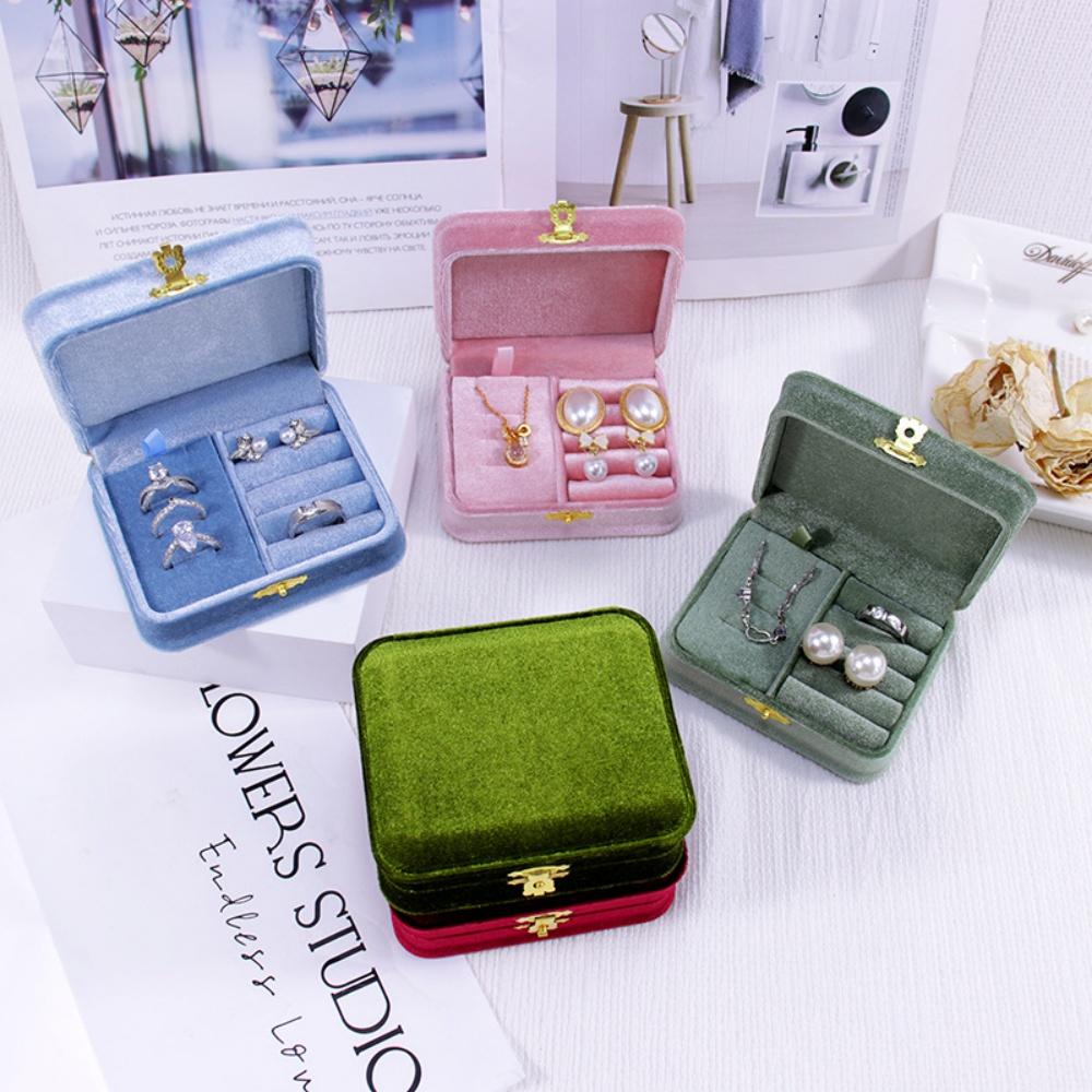 Necklace Storage Box Scratch Resistant Velvet Jewelry Box Flocking Storage Case Ring Earrings Holder For Jewelry Travel