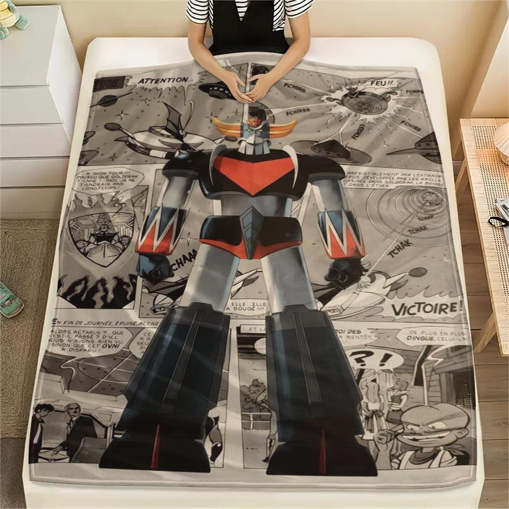 1Pc Grendizer Goldorak Print Flannel Blanket, High quality Comfortable for All Seasons, Home Decor, Warmth and Comfort, Perfect for Christmas Gifts 51