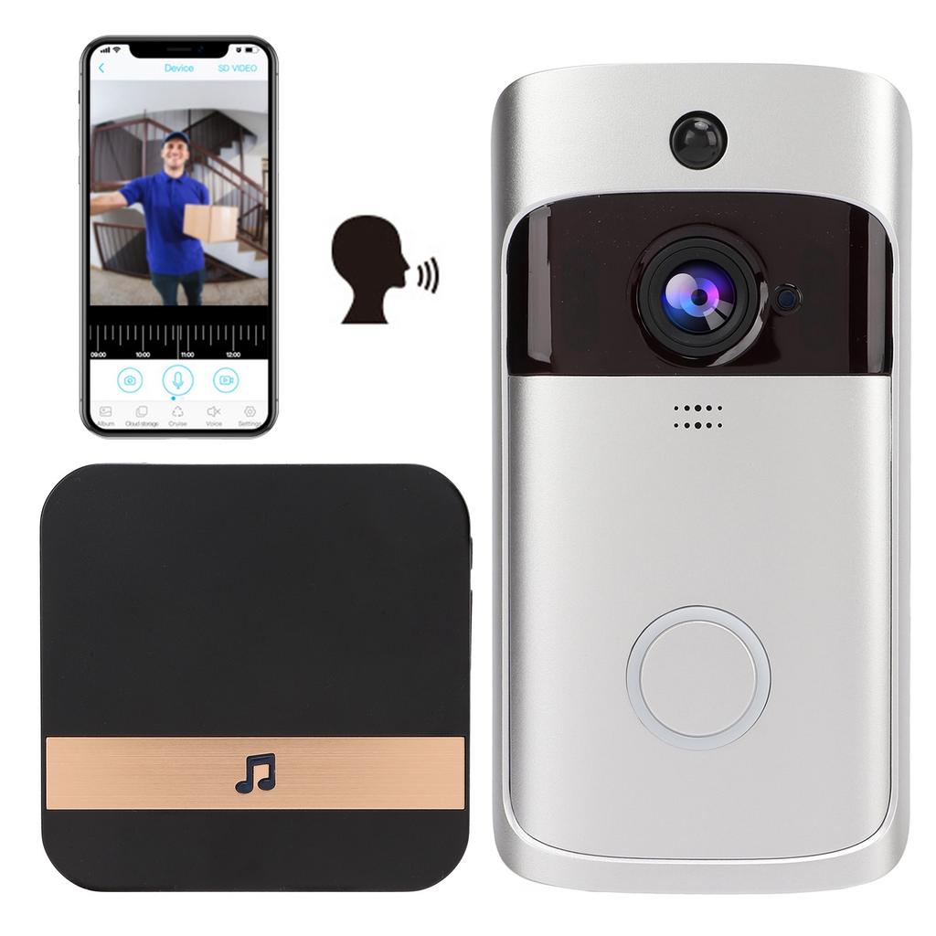 Интеллектуальный беспроводной WIFI видеодомофон с приложением дистанционного управления, интеркомом, PIR-датчиком движения, серебристым