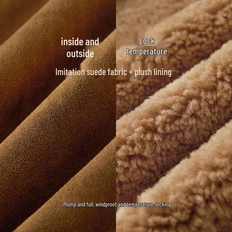 Sancai Women's Faux Suede Hooded Toggle Fur Coat