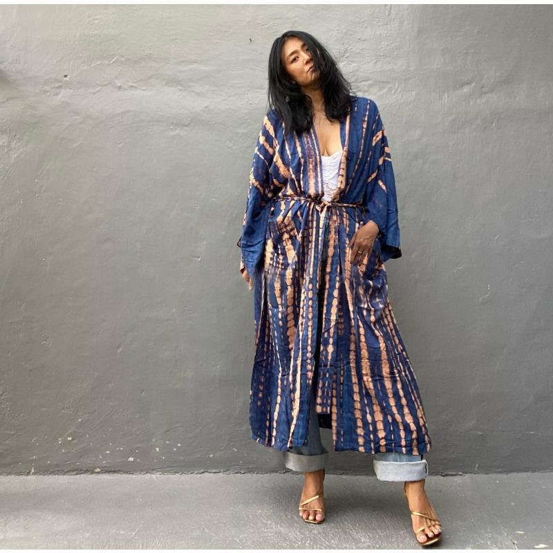 Женская мода весна осень цветные блоки принт длинный рукав свободная талия повседневные платья