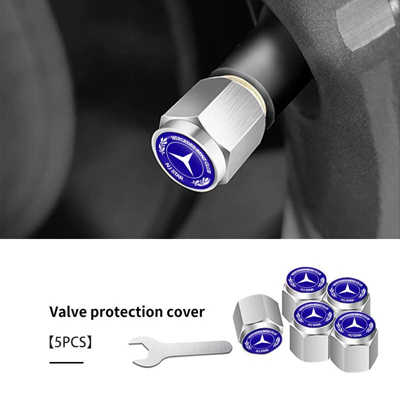 TXVMQ1 2025 Hot 5pcs Car Wheel Tire Valve Protection Cap Theftproof Tyre Stem For Mercedes Benz C180 C300 W124 W176 W177 C200 C260 GLC