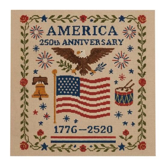 America Patriotic Cross Stitch US 250th Anniversary Cross Stitch Kit Beginner-Friendly Commemorative DIY Embroidery Gifts for Veterans Military Fans