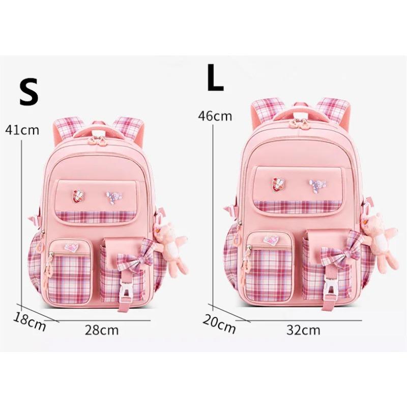 С подвеской в виде кролика для девочек, детский рюкзак, водонепроницаемая школьная сумка, школьный портфель с бантом