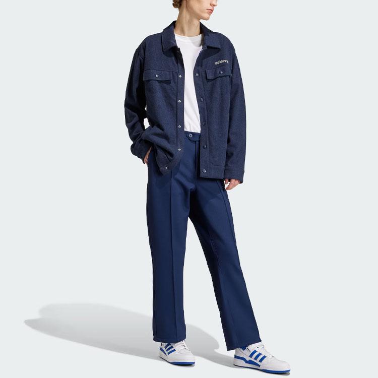 adidas Originals Premium Ref Брюки Однотонные Вышивка Логотипа Вязаные Спортивные Брюки Мужские Брюки Темно-Индиго IU0197