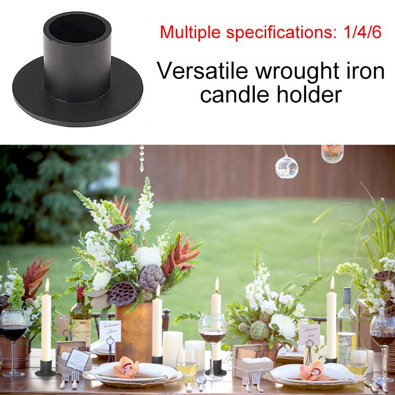 1/4/6Pcs Matte Black Party Iron Elegance Tables Decor Wedding Centerpieces Round Candlestick Holder Candle Holder