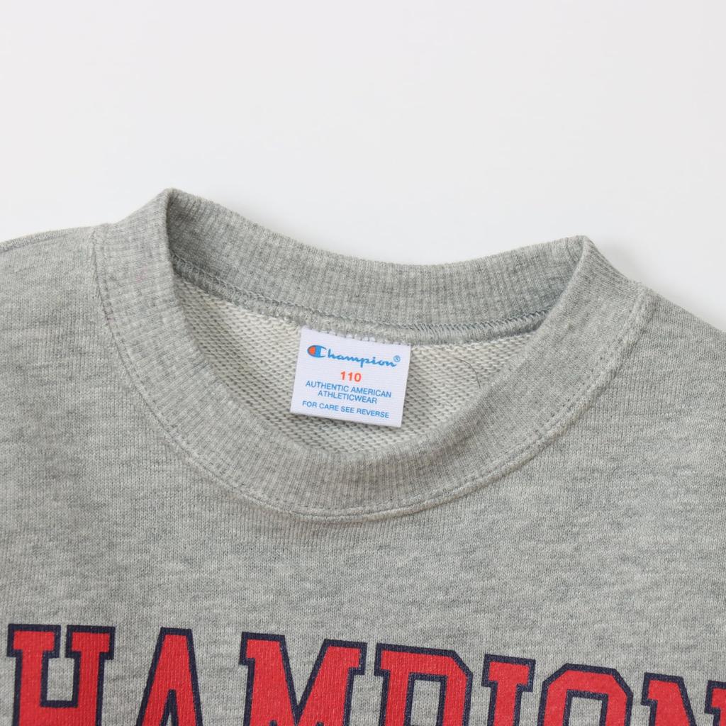 Детская длинная круглая хлопковая флисовая свободная толстовка с графическим логотипом и круглым вырезом, повседневная толстовка для мальчиков, серая, Оксфорд [Champion], рукав, шея, 100%