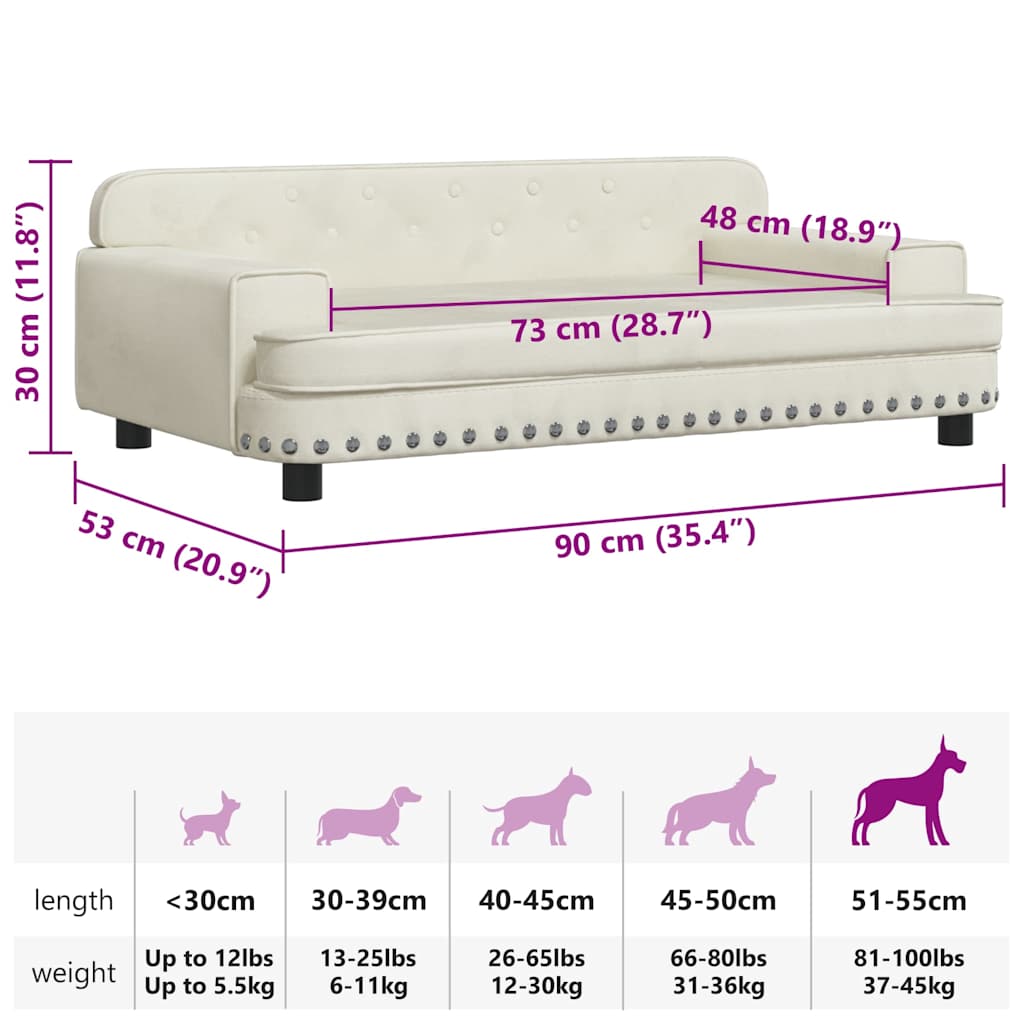 Dog Bed Cream 90 x 53 x 30 cm Velvet