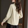 Французские повседневные свободные женские блузки с v-образным вырезом, шифоновые женские рубашки с длинными рукавами, французские женские топы, одежда с отложным воротником 29508