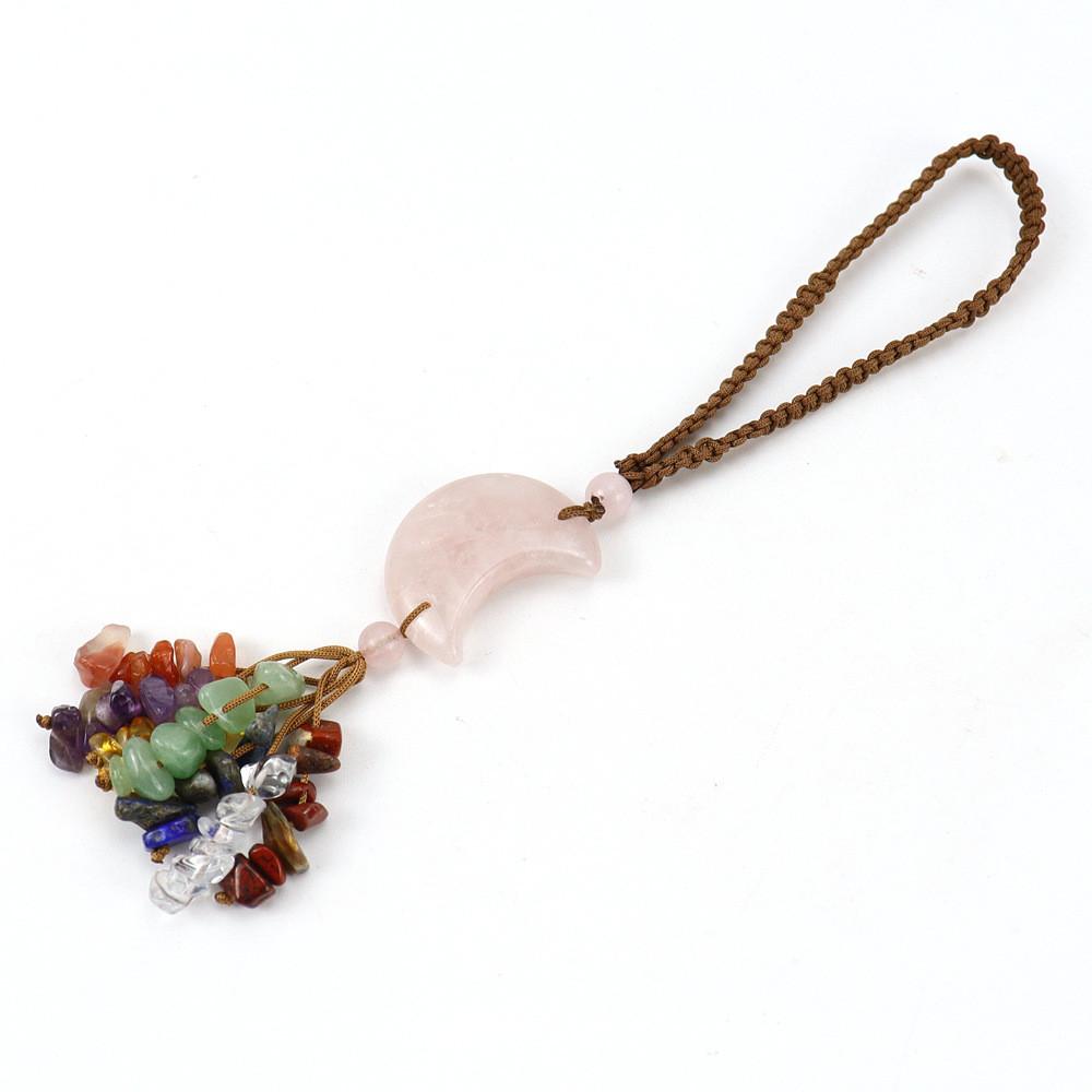 Crystal Moonstone Car Pendant Handmade Beaded Tassel Gift For Car Interior Decor