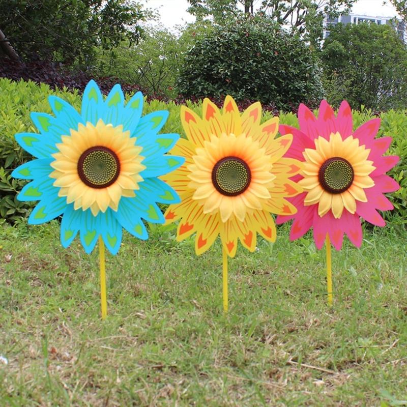 Winds Spinners for Lawns Patio Colorful Sunflower Pinwheel Toy Windmill Bulk 6pcs Party School Event Garden Lawns Pinwheels