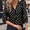 Fashion Elegant V Neck Casual Polka Dot Shirt Women Summer Tops Half Sleeve Vintage Fashion Loose Women Blouse Simple Slim Fit Ladies Blouses 26511