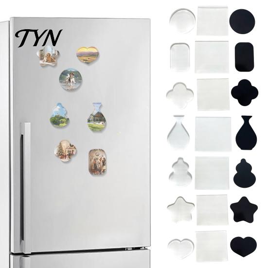 Clear Acrylic Refrigerator Magnets 10Pcs DIY Fridge Magnet Kit, Magnetic Photo Frame Self Adhesive Frames Set, Custom Picture Making Kit for