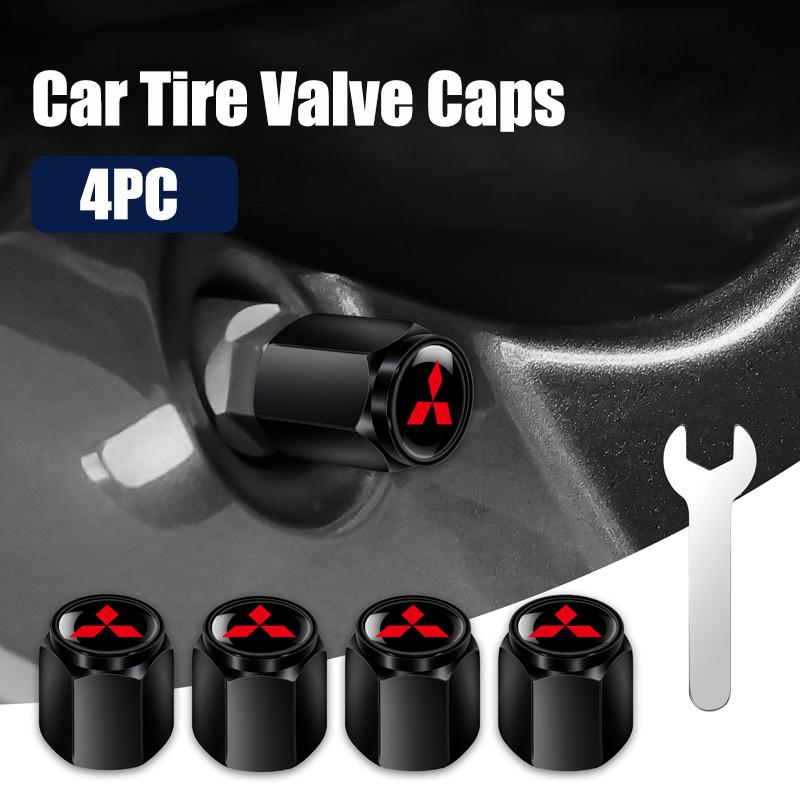 4pc Car Metal Wheel Tire Air Valve Duust Cap Accessory For Mitsubishi Ralliart Pajero Lancer EX Outlander ASX Competition Galant