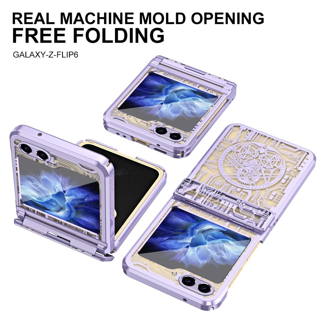 Серия Mechanical Legend Для Samsung Galaxy Z Flip6 5G/Z Flip5 5G Чехол Гальваническое покрытие Жесткий ПК Чехол для телефона
