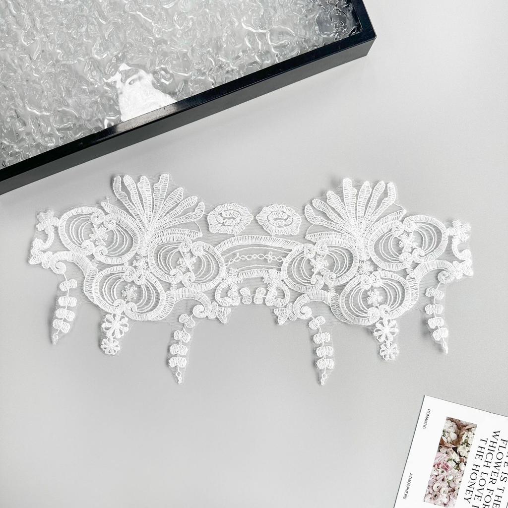 White Mesh Embroidery Floral Cloth Sticker Clothing Dress Wedding Top Vest Decorative Accessories Cloth Sticker Accessories