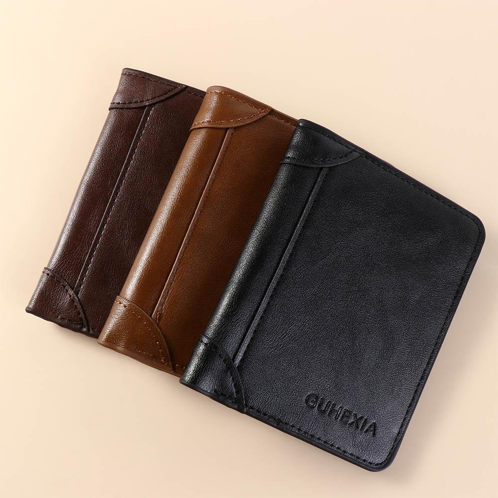 Genuine Leather Vintage Wallet Men With Coin Pocket Short Wallets Small Zipper Walet With Card Holders Man Purse