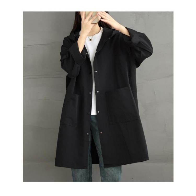 Свободный повседневный тренч с капюшоном, куртки с длинным рукавом, больших размеров, женская верхняя одежда на осень-зиму