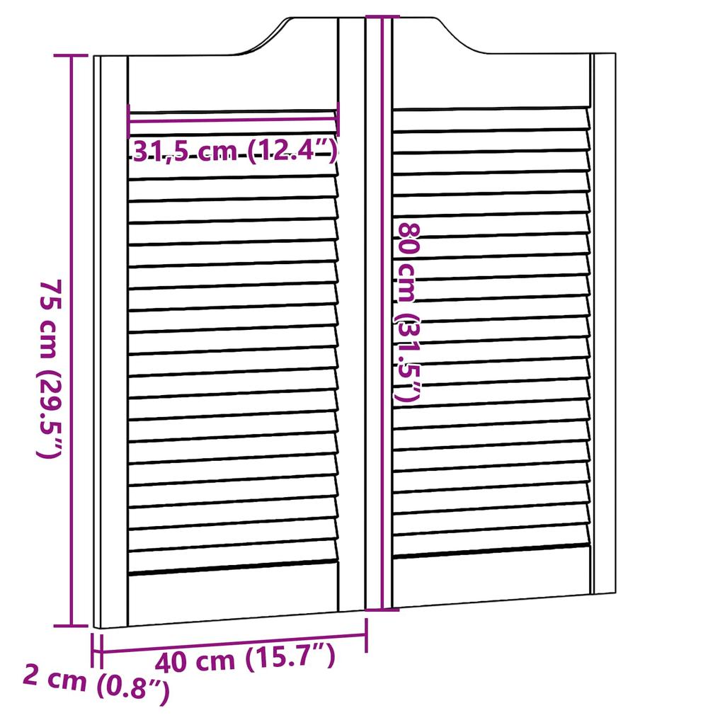 Swing Doors 80 x 40 cm Solid Pine Wood Natural