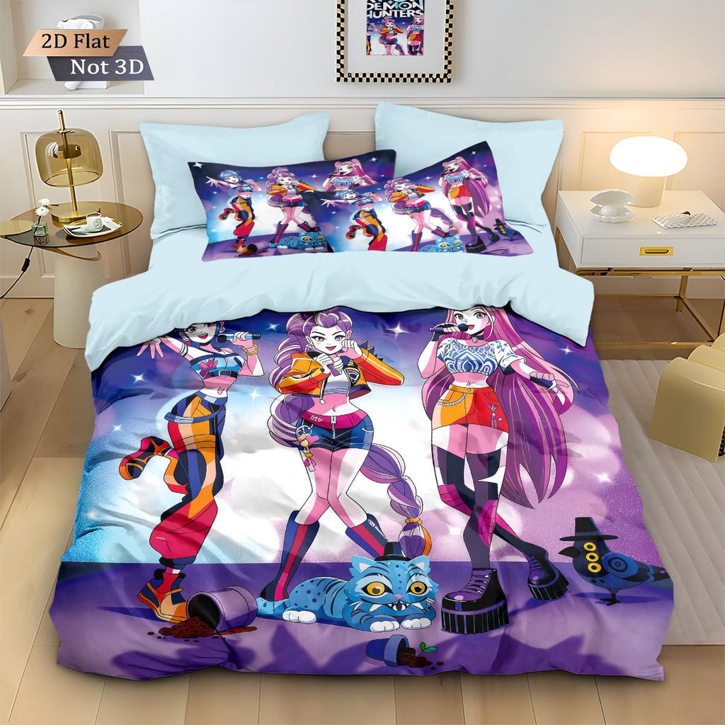 Аниме Охотники на демонов Зои Мира Постельное белье Подарок для девочки Пододеяльник для детей Подростков Взрослых Односпальный Двуспальный Кинг-сайз