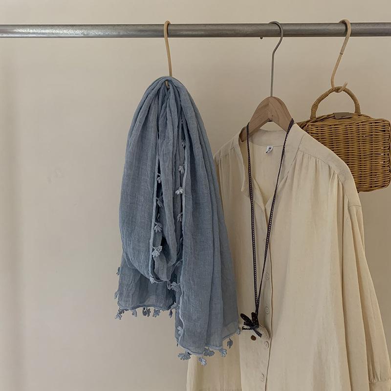 New Artistic Style Texture Pendant Cotton and Hemp Scarf Winter Warm Shawl Neck