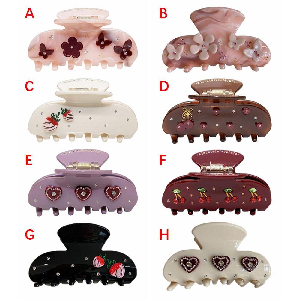 Flower Heart Series Hair Gripper Exquisite Hairpin Headwear Artistic Pink Shark Hair Claw Grasp Headdress Hair Accessories