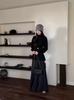 Plus Size Elegant Black Lantern Sleeve Knit Top with Slimming Waist