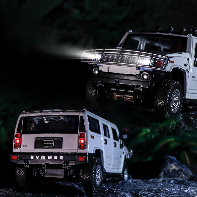 1/24 Hummer H2 Alloy Car Model Diecasts Metal Toys Vehicles High Simulation Sound Light Collection Kids Exclusive Birthday Gifts