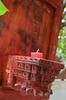 Vintage Red Wooden Wall Sconce: Rustic Farmhouse Candle Holder