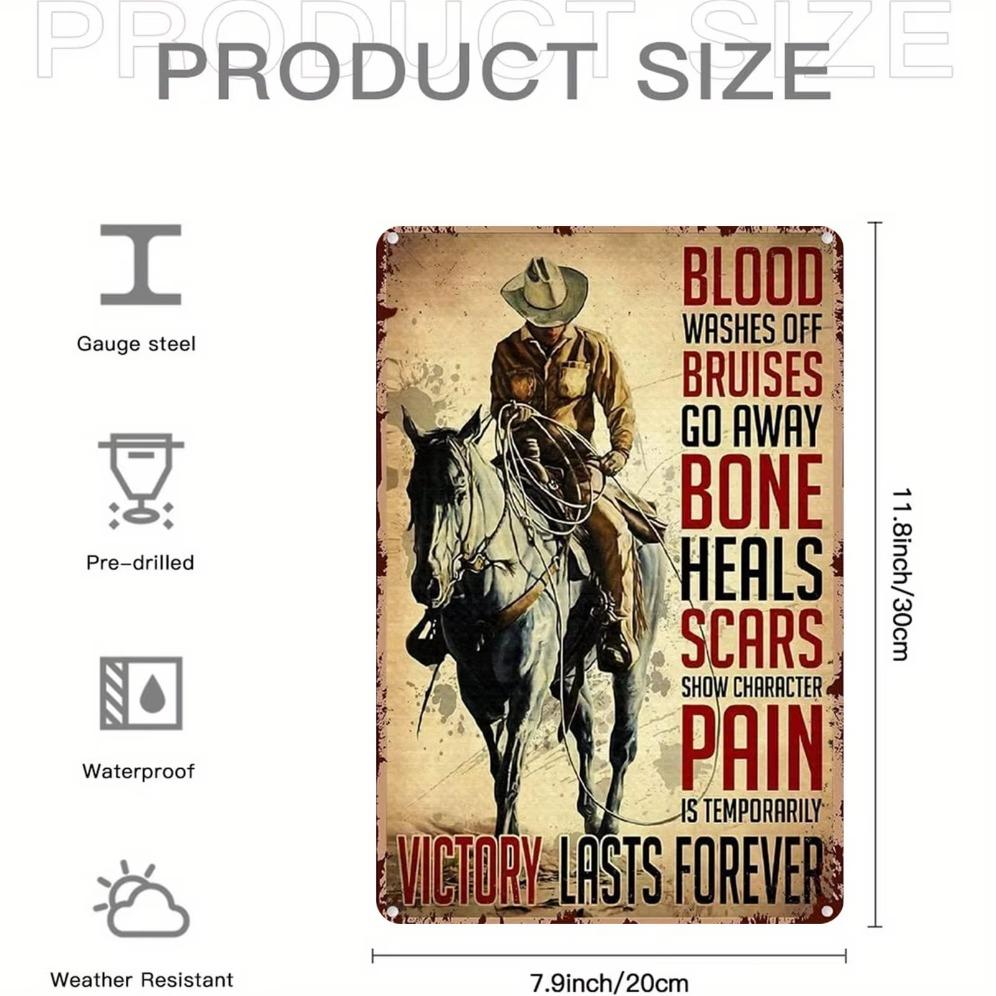 Iron Art Painting,Rustic Cowboy Metal Wall Art, Vintage Western Decor with Horse Riding Motif for Home Bar