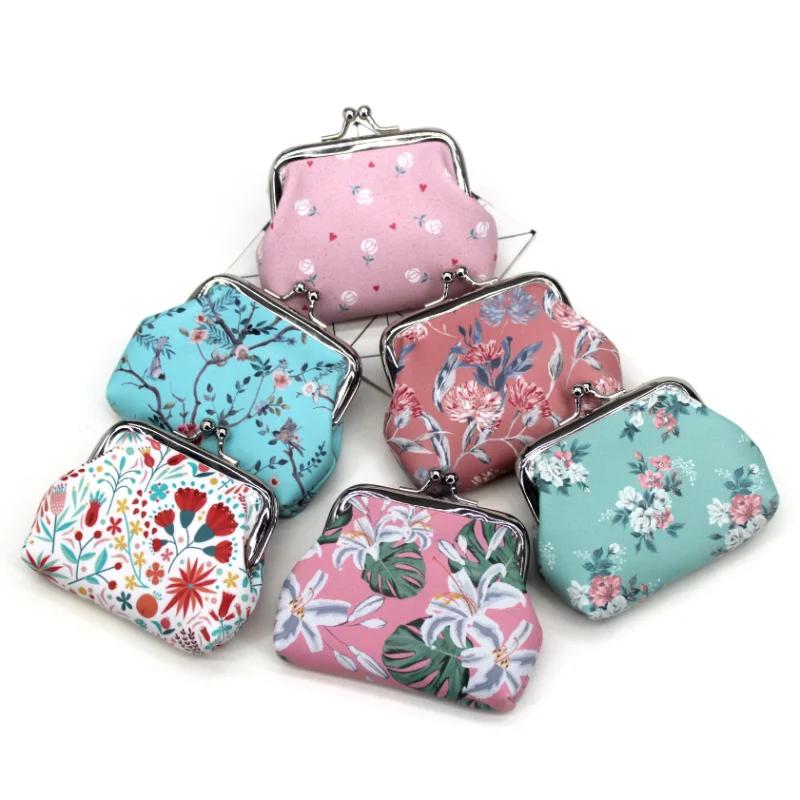 Fashion Flower Printing Coin Purses Girl Hasp Zero Wallet Ladies Purse Female Mini Money Bag PU Leather Key Card Holder Wallet