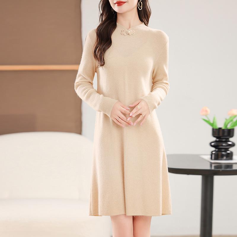 Женское кашемировое платье Qinghe кашемир 30% кашемир 70% шерсть осенне-зимняя кашемировая юбка мягкая и теплая
