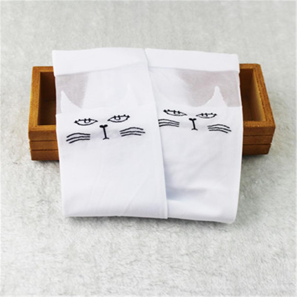 Белые школьные гольфы выше колена с мультяшным дизайном кошки/звезды/сердца/полоски для малышей, детей, учеников, чулки принцессы