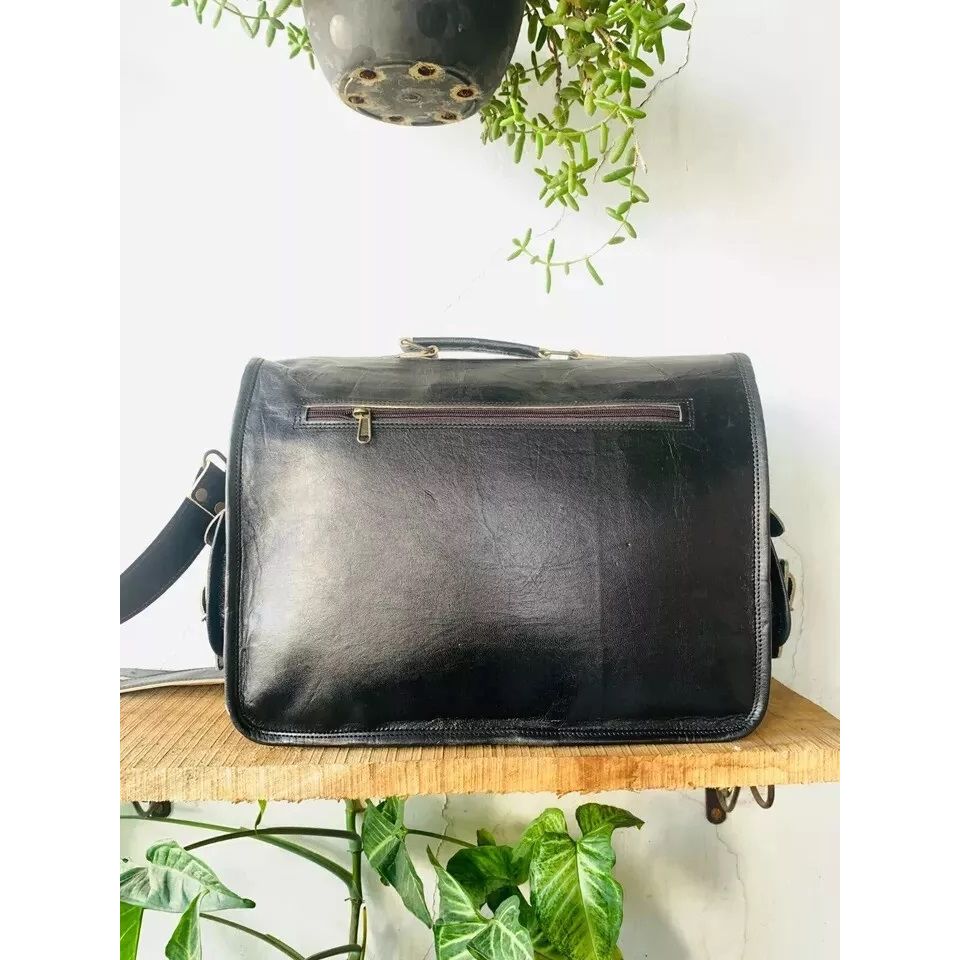 Черная кожаная сумка мужская винтажная сумка-мессенджер для ноутбука на плечо ручная работа черная сумка ( Бесплатная подарочная сумка-слинг коричневого цвета размером 11 x 9 x 3 дюйма )