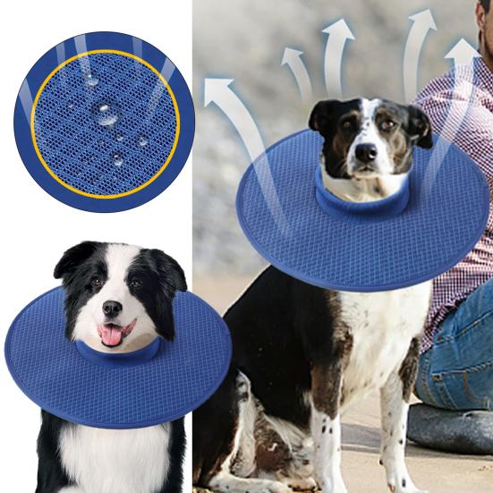 Ошейник для домашних животных Мягкий удобный анти-лизание против укусов Прохладный абсорбент Регулируемый дышащий сетчатый ошейник для восстановления собак для послеоперационного заживления