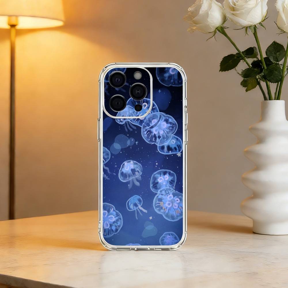INS C-Мультяшный медуза Чехол для телефона Для iPhone 17 16 15 14 13 12 11 Mini Pro Max Plus Прозрачный чехол