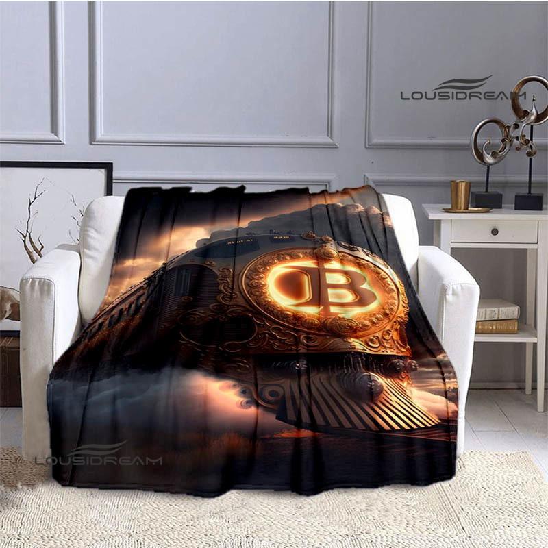 Bitcoin Fashion Printed Blanket Kids Warm Blanket Flannel Soft Cozy Blanket Sofa Bed Blanket Travel Blanket Birthday Gift