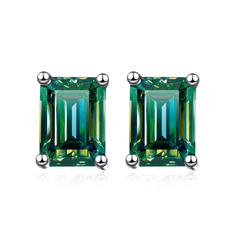 Bague Ringen Муассанит D Цвет 1 карат/2 карата/4 карата одна пара сережек-гвоздиков из стерлингового серебра 925 пробы изумрудной огранки для женщин Pt950 с платиновым покрытием