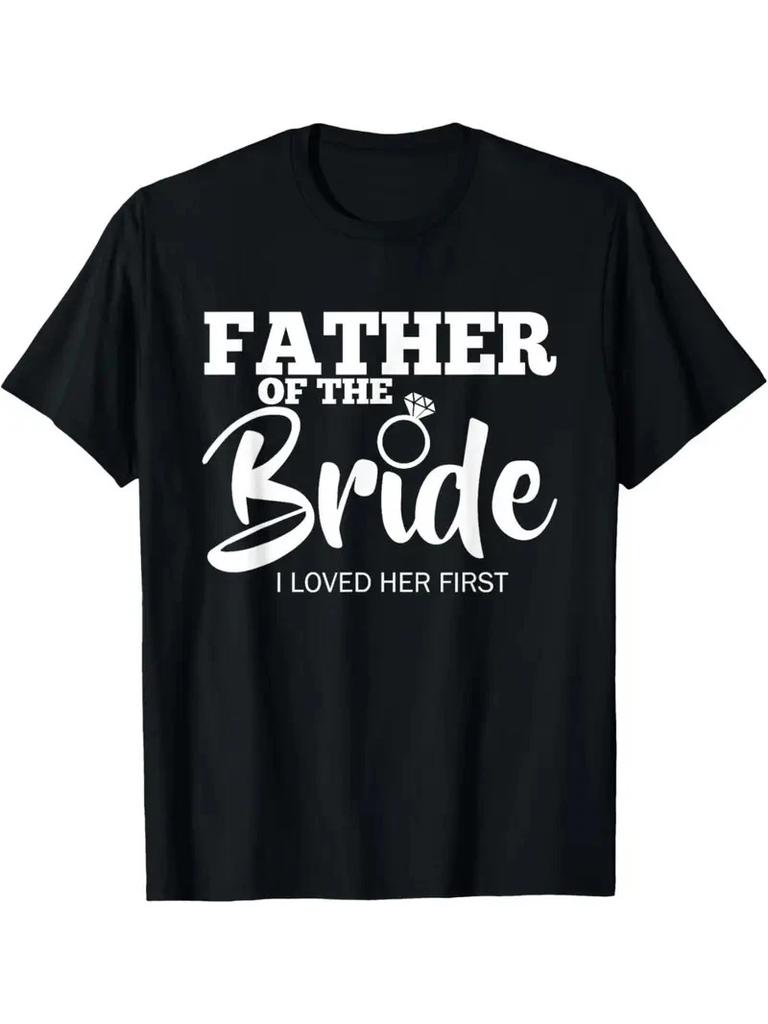 Men's Cotton Crew Neck T-Shirt, "Father of the Bride" Print, Short Sleeve, Regul