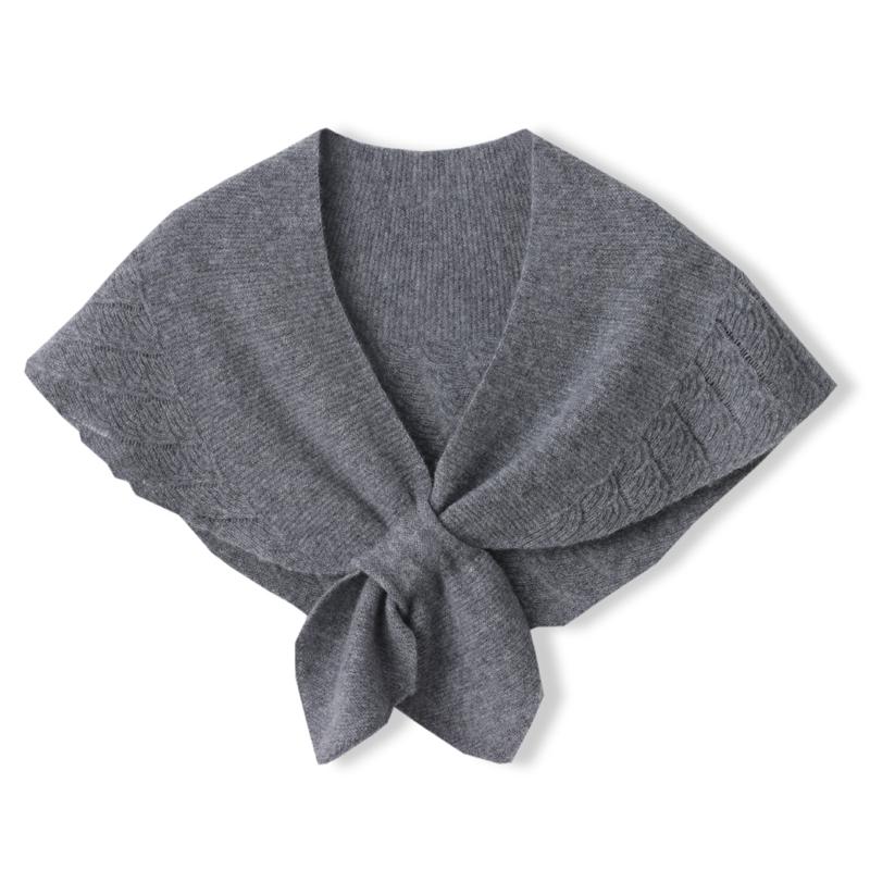 100%Wool Knitted Triangle Shawls Women Hollow Out Fashion Poncho Blouse Shoulder Fake Collar Cape Soft Warm Neck Scarves Girl