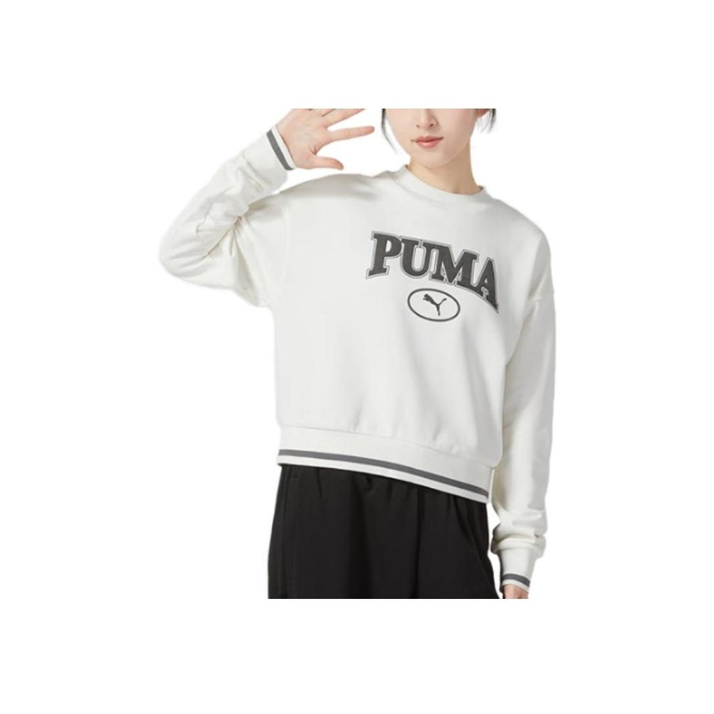 Puma Буква фирменный логотип принт американский винтажный спортивный повседневный пуловер свитшот женский свитшот белый 623597-65