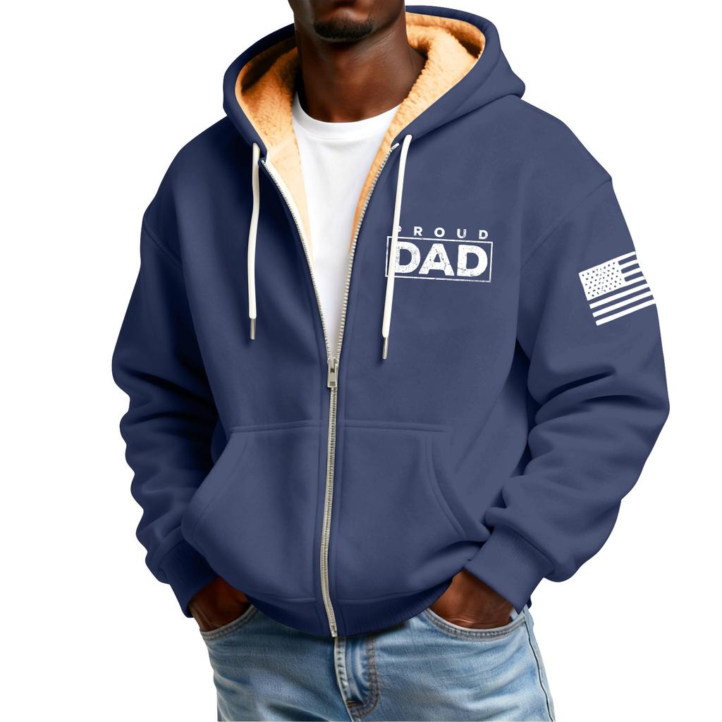 Мужской флисовый кардиган с капюшоном на молнии и с принтом, с карманами, мужской повседневный кардиган