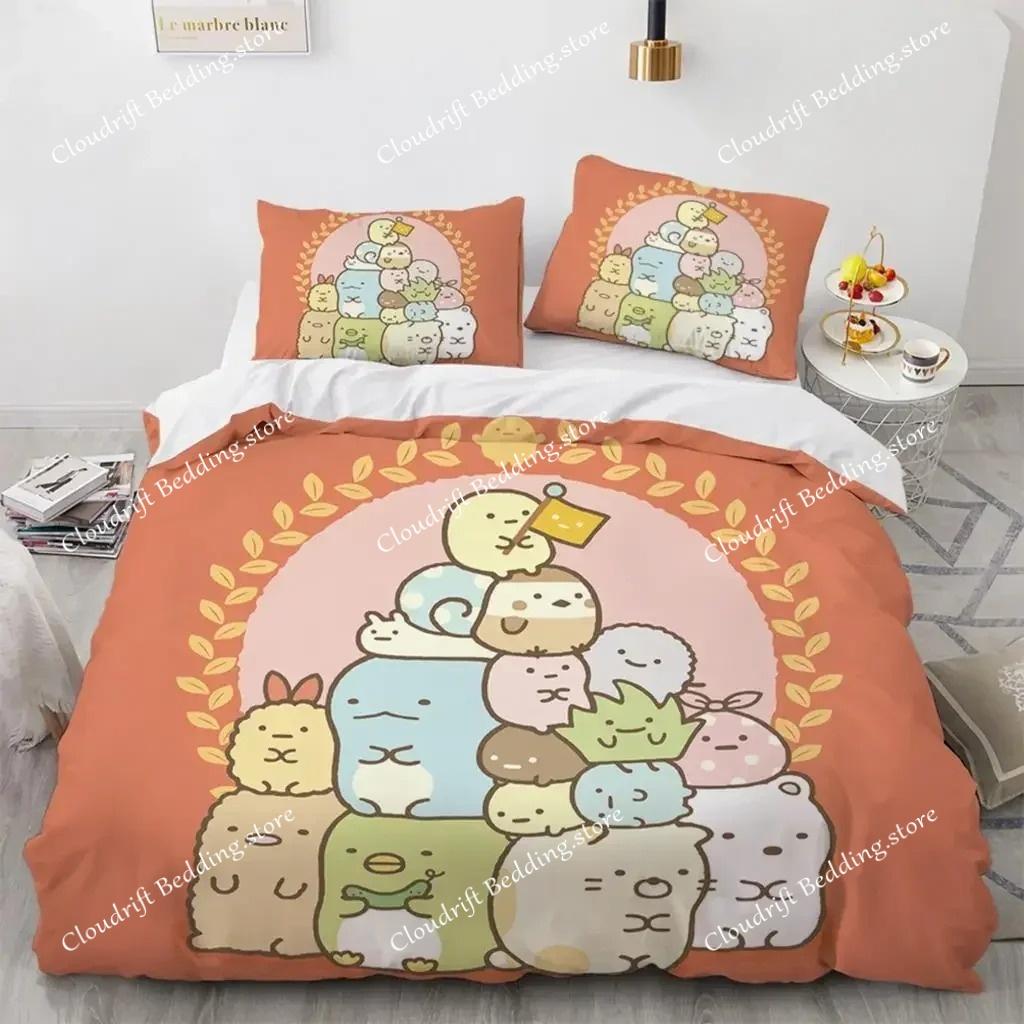 Японский мультфильм Sumikko Gurashi Аниме Постельное белье Каваий Милый Sumikkogurashis Пододеяльник Покрывало Наволочка Квин Кинг