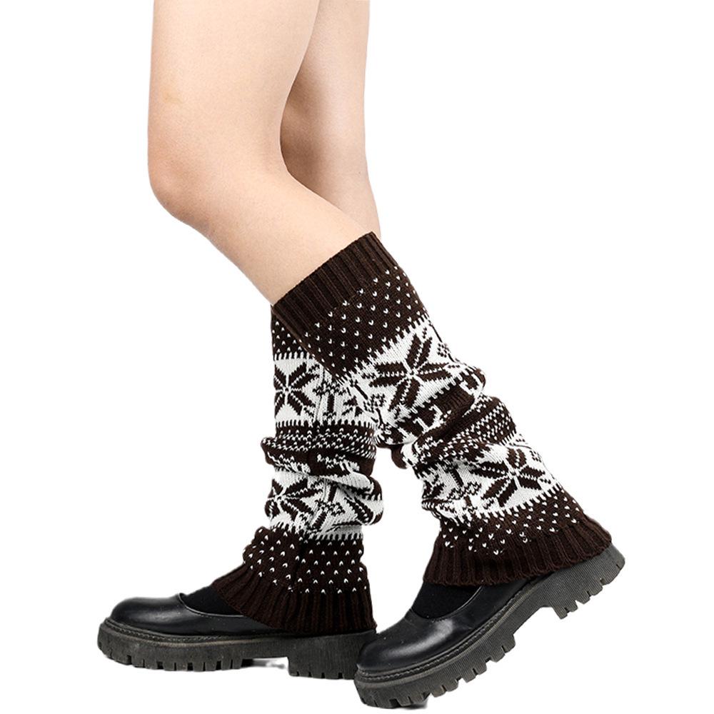 Thick Knit Snowflake Reindeer Christmas Leg Warmers