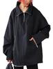 Antiqua Long Size Black Women's Half-Zip Top, Sleeve, WTC-0011, L, 05,